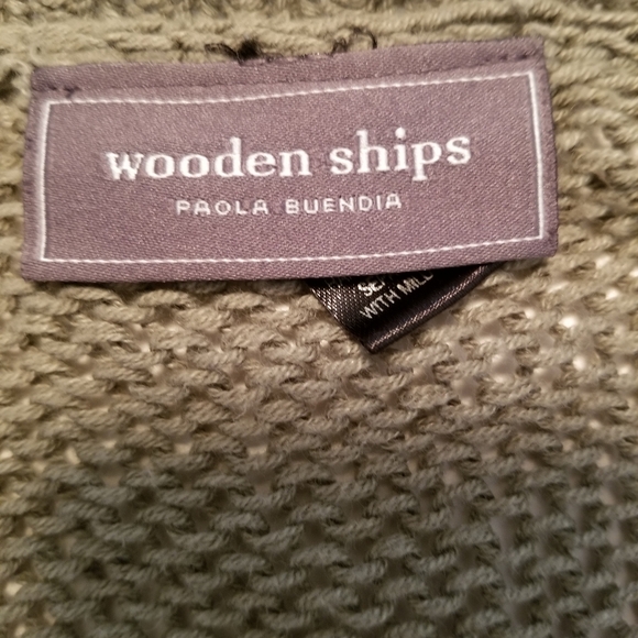 Wooden Ships Women's Size XS Green Open Knit Pullover Sweater - Picture 4 of 5